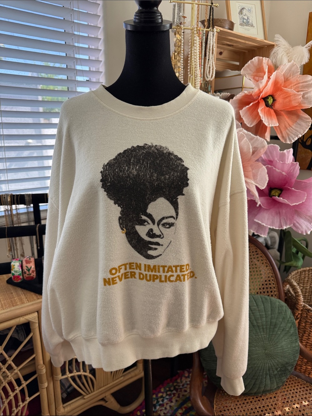 Legendary Rootz Cream Often Imitated Never Duplicated Popover Graphic Sweatshirt